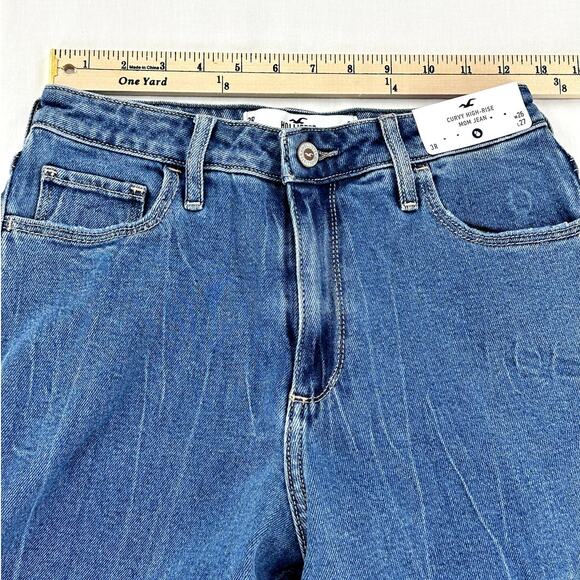 NWT Hollister Two-Toned Curvy High-Rise Mom Jeans Size 3R/W26 with Raw Hem - Picture 4 of 9